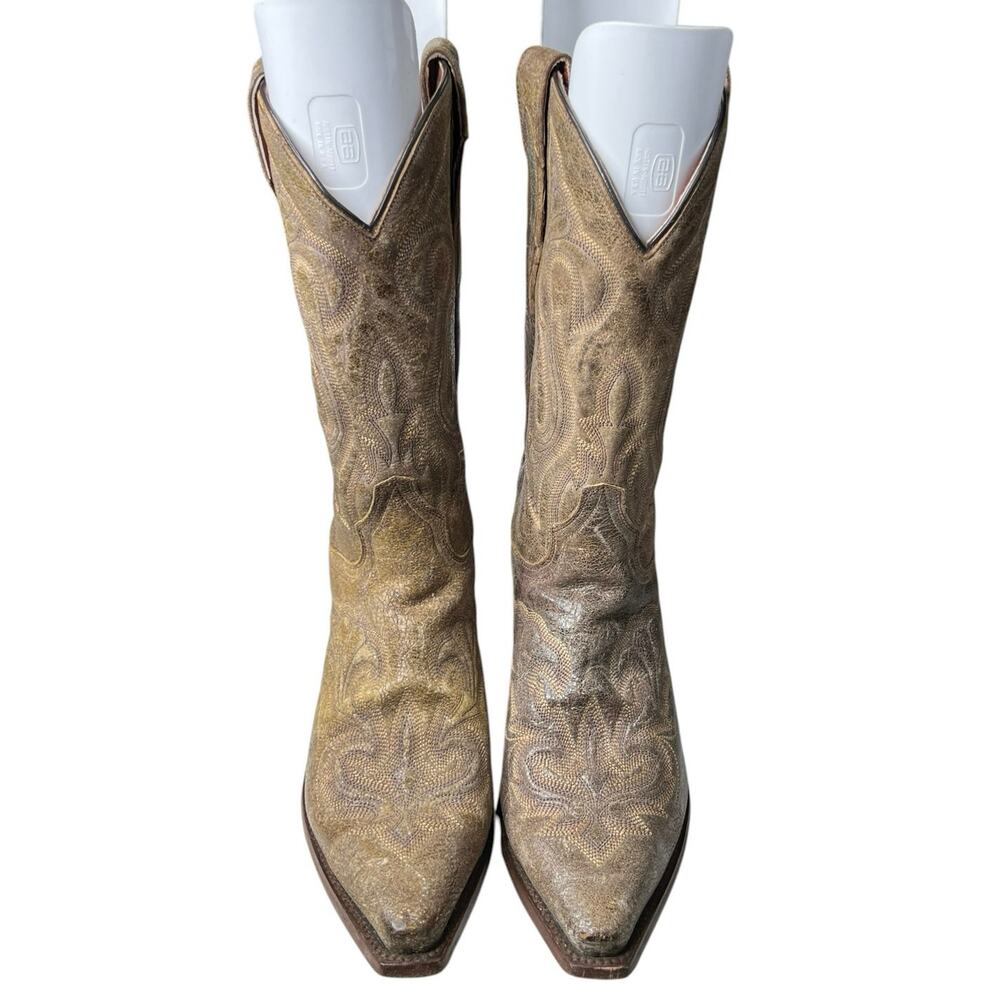 Dan Post Women’s El Paso Brown Distressed Embossed Cowgirl Boots Size US 7 M - Picture 7 of 10